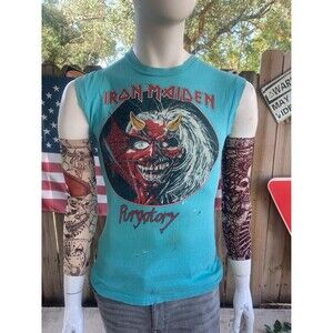 Vintage 1983 Iron Maiden Purgatory World Piece Tour Concert Band Tee T-Shirt S.